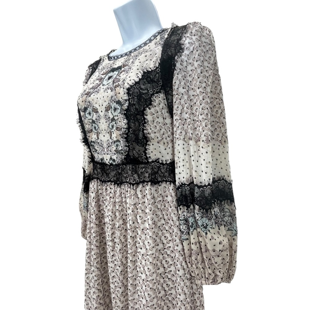 Chelsea &‎ Violet Small Boho Chiffon Lace Maxi Dress Long Sleeve Cottagecore - Picture 6 of 8